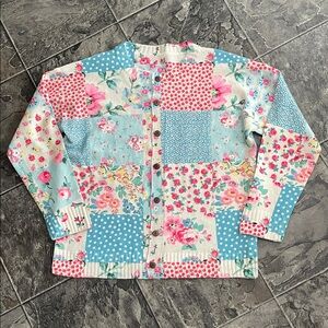 Floral Patchwork Cardigan Sweater Colourful Cottagecore Coquette Preppy  Grandma